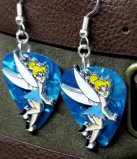 Tinkerbell In Aqua Dress Charm Guitar Pick Earrings Pick Your Color
