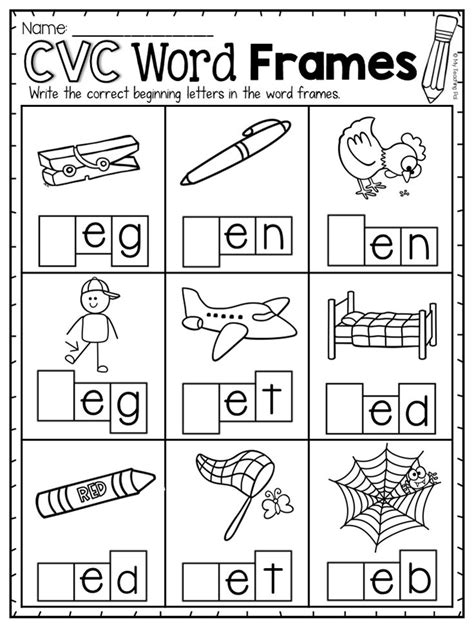 Cvc Words List For Kindergarten Kindergarten