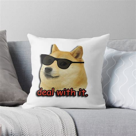 Doge Deal With It Dog Meme Throw Pillow By Gilbertop Redbubble