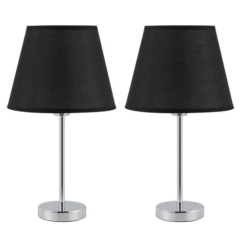 Haitral Modern Black Table Lamp Set Of 2 With Metal Base And Linen Shade