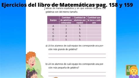 Catálogo de libros de educación básica. Ejercicios de las paginas 158 y 159 del libro de Matemáticas - YouTube