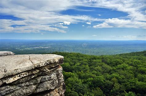 Massive Rocks And View To The Valley At Minnewaska State Park Stock