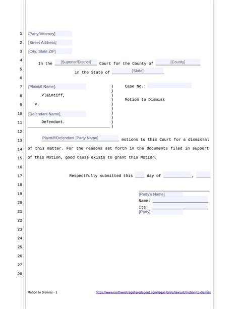 Motion To Dismiss Free Template Form
