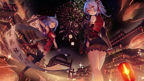 Anime Girls Festival Night Fireworks Live Wallpaper Wallpaperwaifu