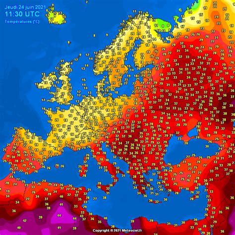 Europe Temperature Map As Of 24th Of June Europe