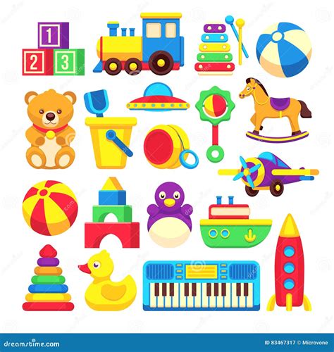 coleção dos ícones do vetor dos desenhos animados dos brinquedos das crianças ilustração do