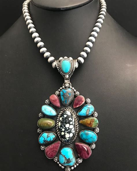 Sterling Silver Turquoise Cluster Pendant Silver Turquoise Jewelry