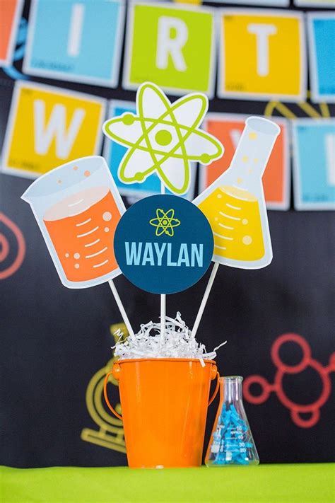 Science Party Centerpieces Editable Science Lab Table Decorations