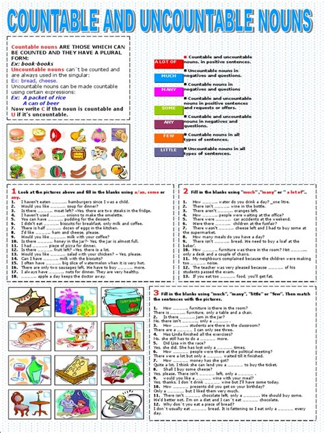 Countable Uncountable Worksheet Noun Food And Drink