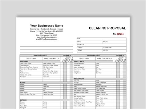 Cleaning Proposal Template Basic Editable Microsoft Word And Etsy