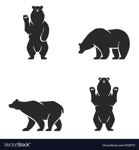 Silhouettes Of The Bears Set Royalty Free Vector Image