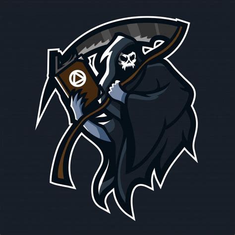 Grim Reaper Segurando O Modelo De Logotipo De Mascote De Jogos Scythe