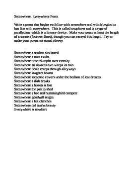 Anaphora form poem by Brad Hoover | Teachers Pay Teachers