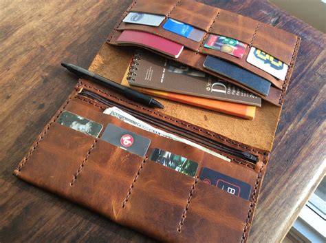 Leather Wallet Womens Large Travel Document Holder Etsy