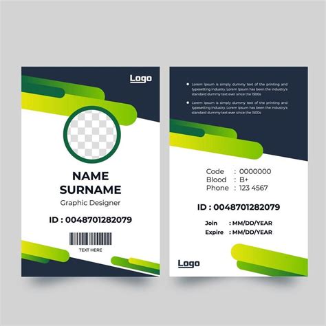 Vertical Id Card With Dynamic Rounded Green Shapes 1085814 Vector Art