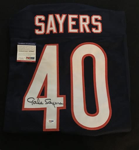 Gale Sayers Signed XL Navy Chicago Jersey With PSA DNA Chicagoland