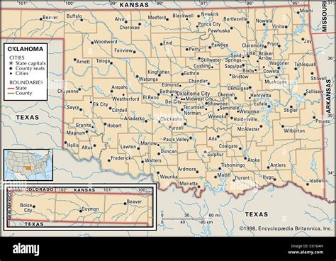 Political Map Of Oklahoma Stock Photo Alamy