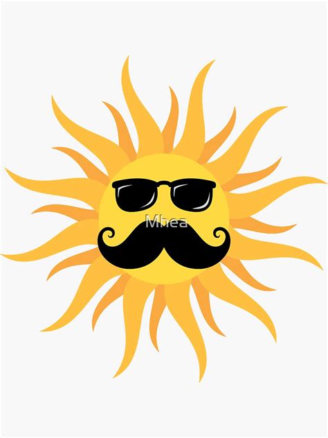 Funny Sun With Mustache And Sunshades Sticker By Mhea Redbubble