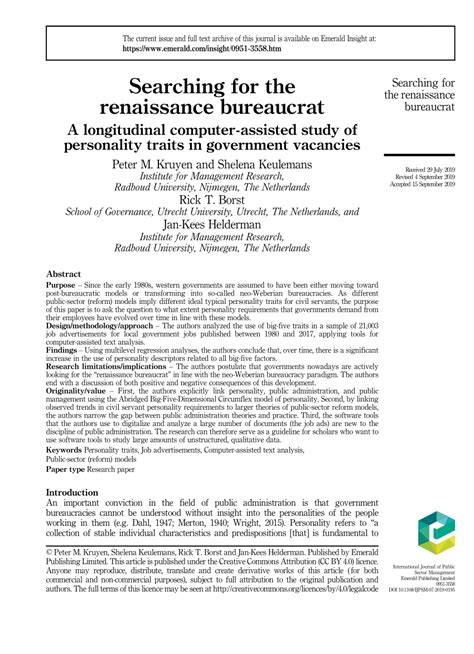 Programming, like almost all jobs involving computer technology, is prone to extremely rapid changes. (PDF) Searching for the renaissance bureaucrat: A ...