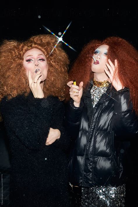 Two Drag Queens Smoking Outside By Clique Images