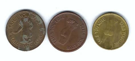 Vintage Nude Busty Woman Heads Tails Adult Peepshow Coins Tokens Xxx