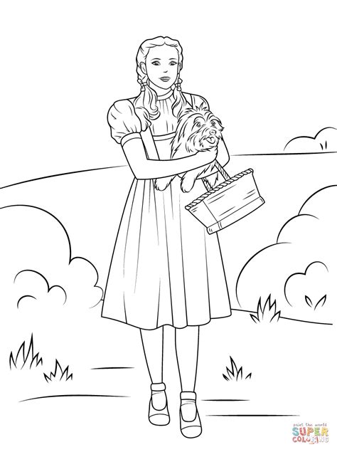 Below you will find all the free wizard of oz coloring pages to print and download. Dorothy Holding Toto coloring page | Free Printable ...