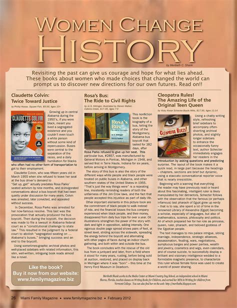 Meribeth's Musings: Women Change History (FAMILY magazine reviews)