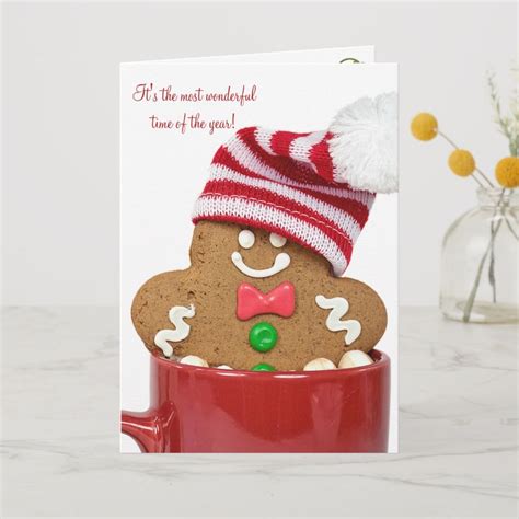 Christmas Gingerbread Man In Hot Cocoa Holiday Card Christmas Gingerbread Men Holiday Design