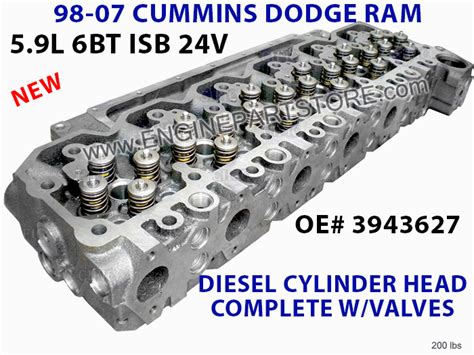 98 07 Dodge Ram Cummins 59l 6bt Isb 24v New Cylinder Head Complete W