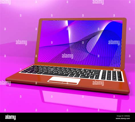 Red Computer On A Desk With Spiral Pattern Stock Photo Alamy