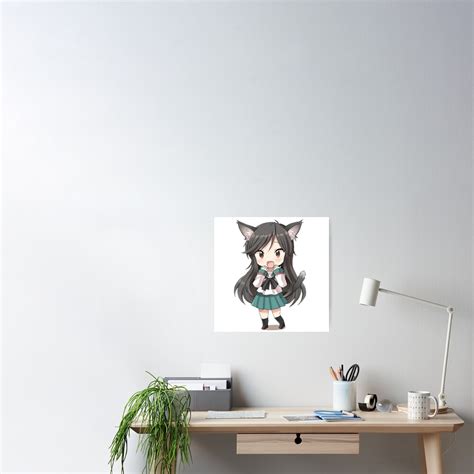 Anime Cat Girl Chibi Poster For Sale By Xithyll Redbubble