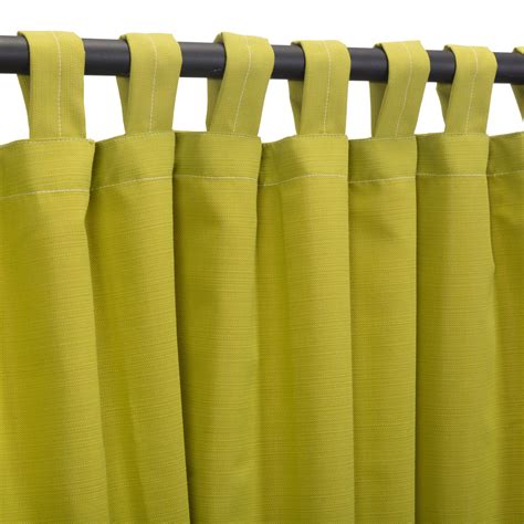Sunbrella Outdoor Curtain With Tabs In Echo Limelight 50 In X 108 In