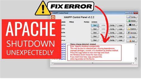 How To Fix Xampp Apache Shutdown Unexpectedly Xampp Apache Not