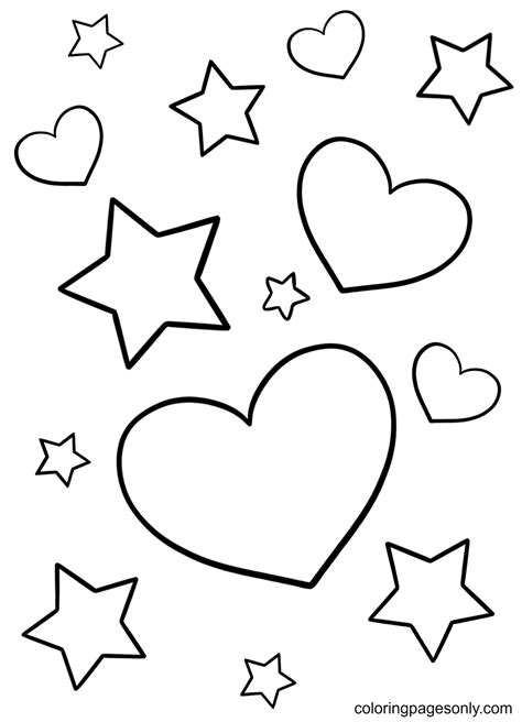 Hearts And Stars Coloring Page Free Printable Coloring Pages