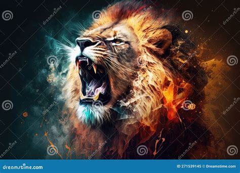 Roaring Lion Head Art