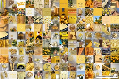 140 Pcs Yellow Aesthetic Collage Kit L Sunshine Bright And Etsy