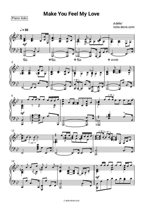 Adele Make You Feel My Love Piano Sheet Music On Note