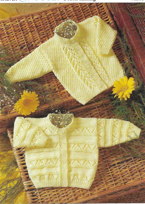Baby Lacy Cardigans Knitting Pattern Pdf Lace Cardigan Dk Etsy Baby