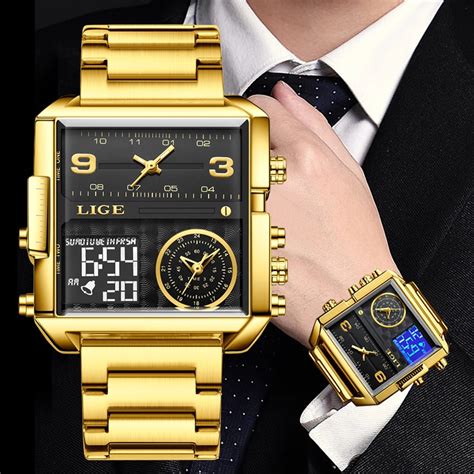 LIGE Relógios Dos Homens Relógio Marca De Luxo Da Moda Esporte À Prova