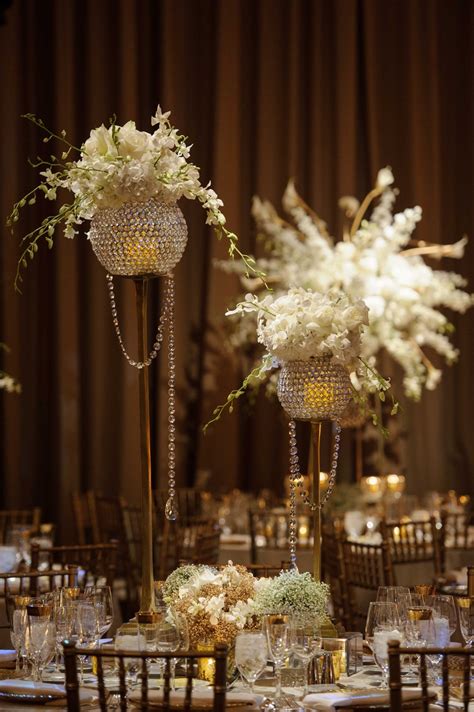 Reception Décor Photos Floral And Crystal Centerpieces Inside Weddings