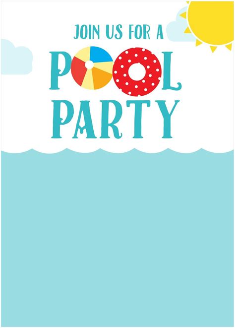 Pool Party Invite Template ~ Addictionary