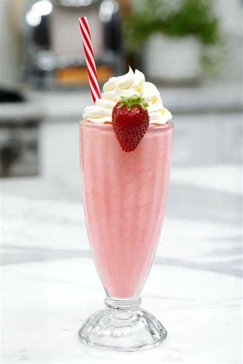 Strawberry Milkshake Recipe In 2019 Milkshake Recipes Strawberry