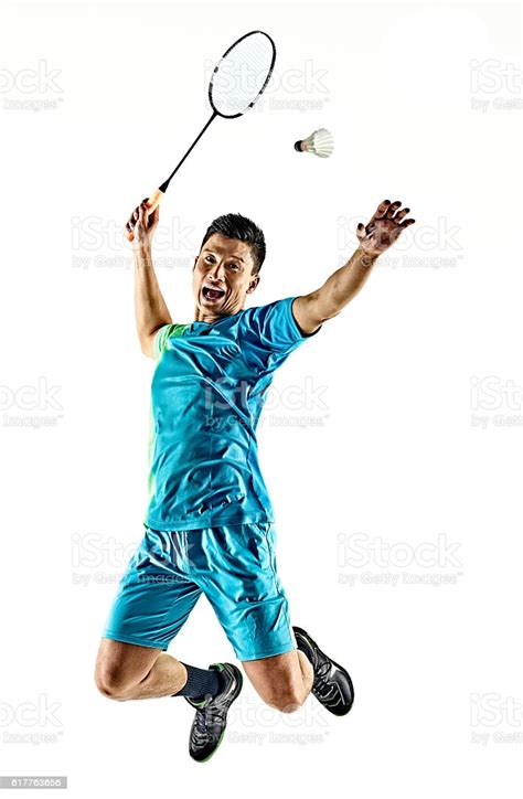 Asian Badminton Player Man Isolated Stock Photo Download
