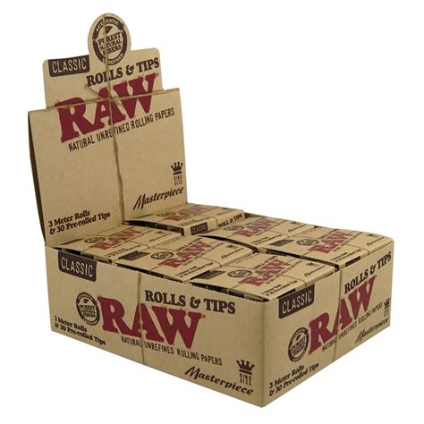Raw® Masterpiece Classic King Size Rolls And Pre Rolled Tips 12 Pack