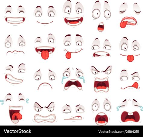 Cartoon Faces Happy Excited Smile Laughing Vector Image
