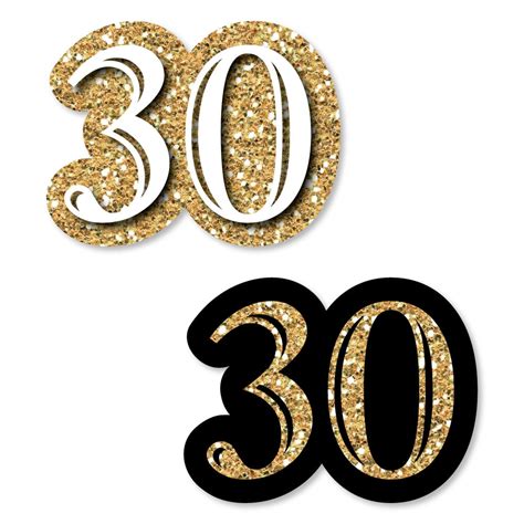 Adult 30th Birthday Gold Diy Shaped Birthday Party Cut Outs 24