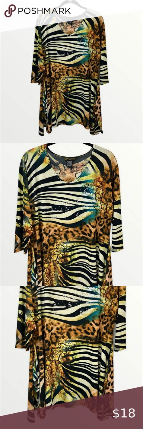Valentina Leopard Tiger Print Stretchy Tunic Top Tiger Print Half