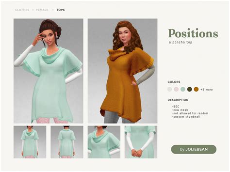 Positions Poncho Top From Joliebean • Sims 4 Downloads