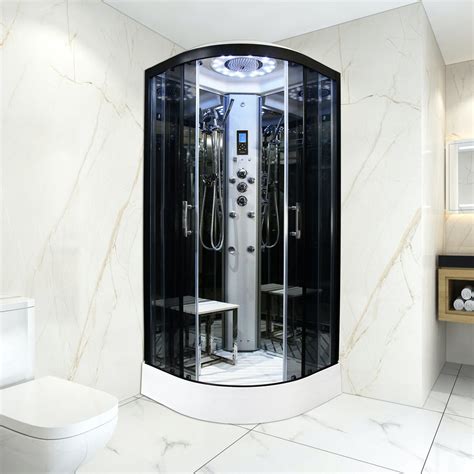 Insignia Platinum Quadrant Steam Shower Cabin With Tinted Glass 800 X 800