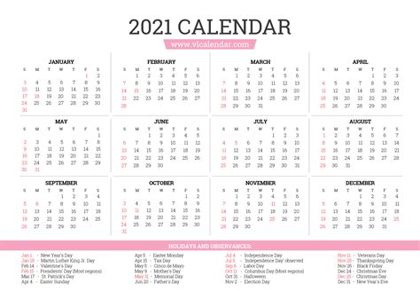 Printable 2021 Calendar Templates With Holidays